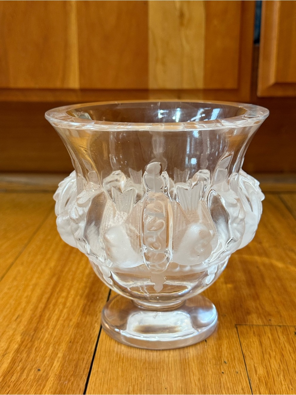 Lalique Dampierre Vase w/ Bird + Garland Crystal Vintage Original Signed